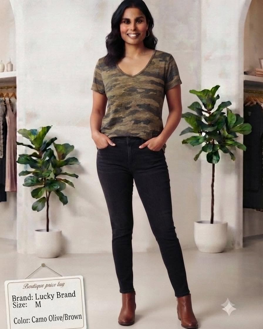 Lucky Brand — Camo olive top
