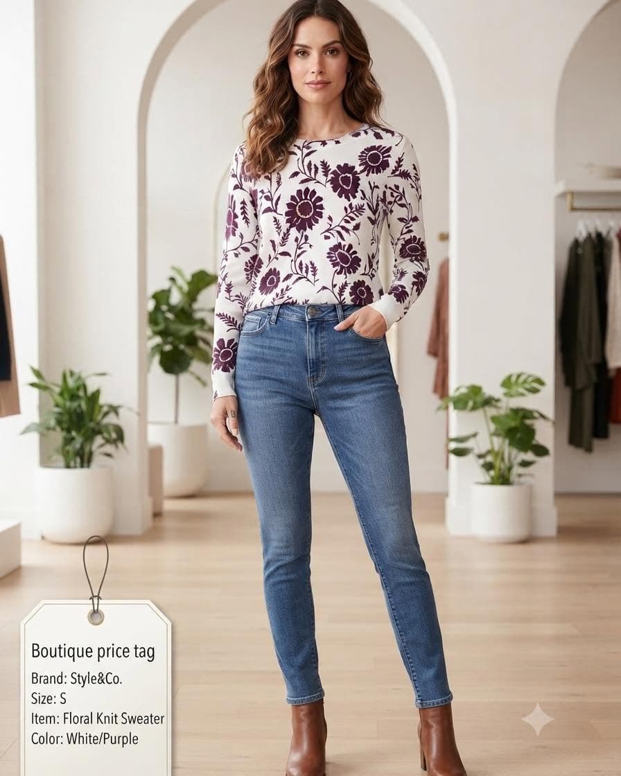 Style & Co — Floral knit sweater